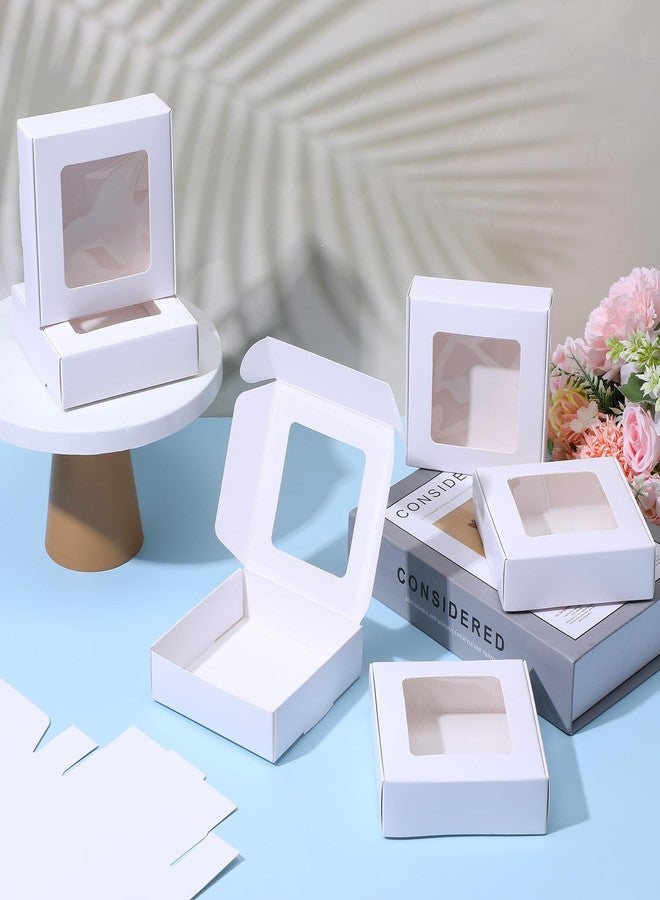 AojSup 60 Pcs White Cookie Boxes With Window 4.3 x 4.1 x 1.2 Inch Candy Packaging, Small Gift Boxes, Soap holder, Mini Treat Packaging for Bakery Chocolate Jewelry Display(White) - Image 4